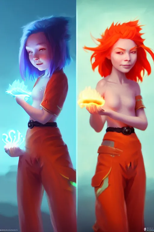 Image similar to super cute Bioluminescent fire mage with red hair and freckles character concept, soft light, soft mood, realistic body features and face, illustration, painting oil on canvas by Elena Zhurikhina and Goro Fujita and Charlie Bowater, octane render trending on artstation, 4k, 8k, HD