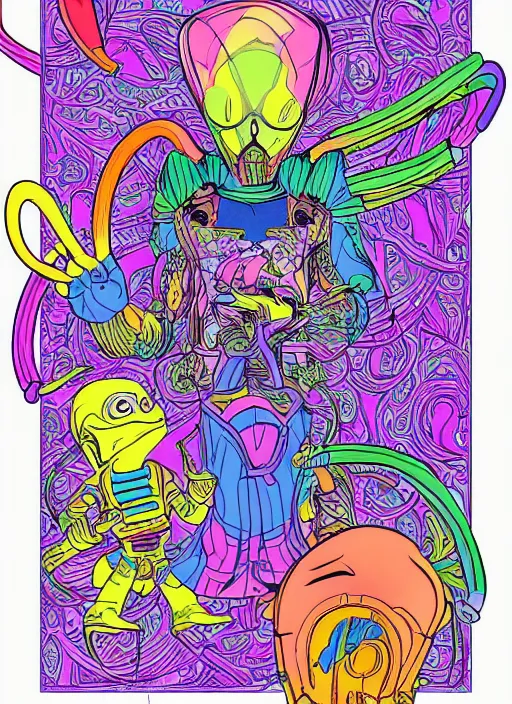 Image similar to an alien vs predator coloring book by lisa frank