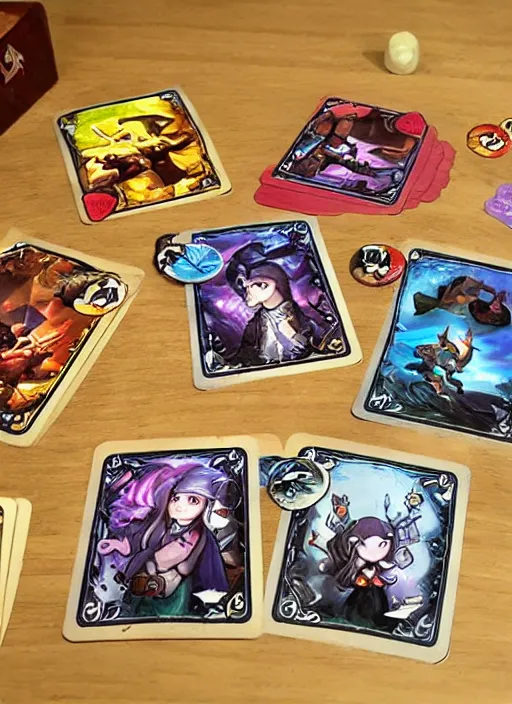 Prompt: rpg card game, dark, cute