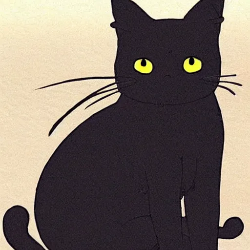 Image similar to a cute black cat by Studio Ghibli