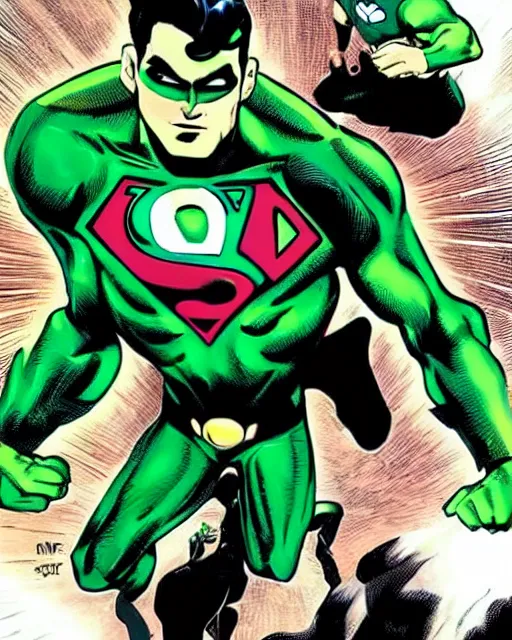 Image similar to supermen dressed like green lantern