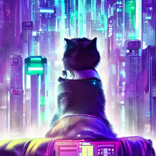 Image similar to saimese cat cyberpunk dsytopian future