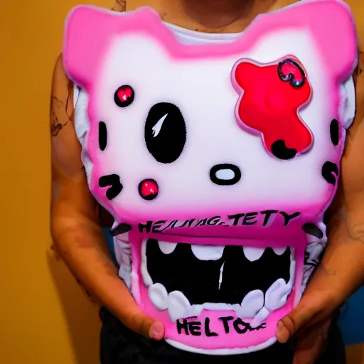 Prompt: Zombie Hello Kitty, digital art, EOS-1D, f/1.4, ISO 200, 1/160s, 8K, RAW, unedited, symmetrical balance, in-frame