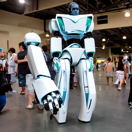 Prompt: !dream LOS ANGELES, CA JUNE 7 2024: Self-aware sentient robots convention. One of the most incredible robots at the convention.