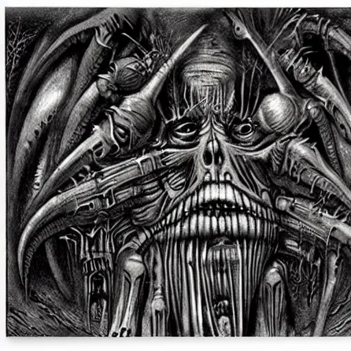 Image similar to dante's inferno by hr giger