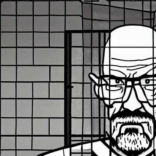 Prompt: walter white inside an scp containment chamber