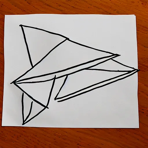 Prompt: child's drawing of a paper airplane.