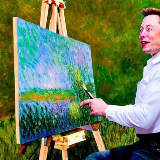 Image similar to elon musk, painting by Monet