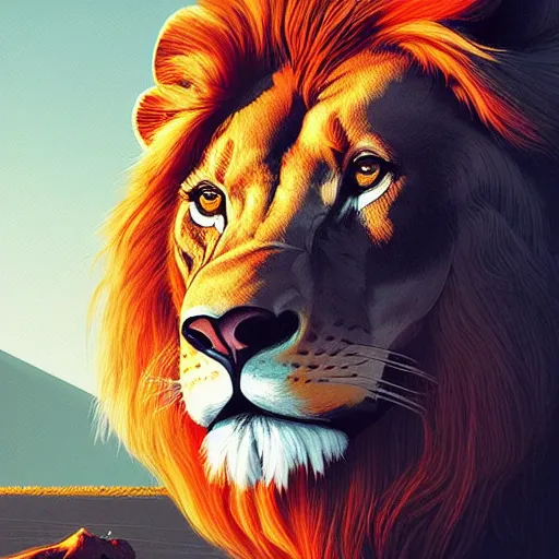 Image similar to lion, pedro correa, alena aenami, kilian eng, android jones