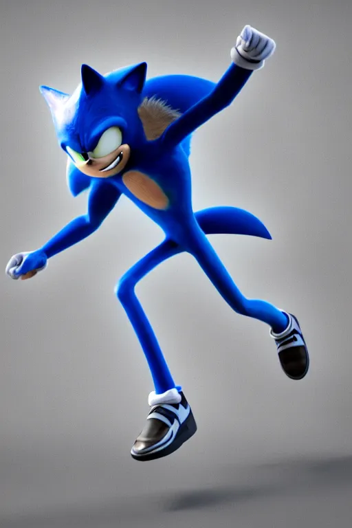 Prompt: 3 d render of running sonic, unreal engine, pixar style