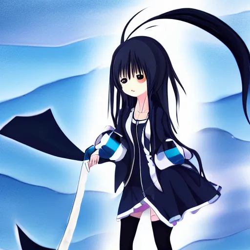 Image similar to advanced digital anime art, a anime girl with long hair and a high school cosplay outfit and wearing a Orca coat, an anime drawing by Sakimimichan, featured on pixiv, furry art, pixiv, booru, anime