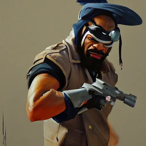 Image similar to greg manchess portrait painting of method man overwatch character, medium shot, asymmetrical, profile picture, organic painting, sunny day, matte painting, bold shapes, hard edges, street art, trending on artstation, by huang guangjian and gil elvgren and sachin teng