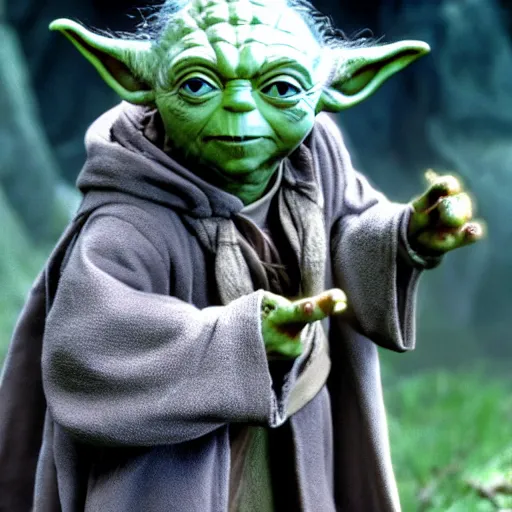 Prompt: Yoda in Lord of the Rings, highly detailed, high quality, HD, 4k, 8k, Canon 300mm, professional photographer, 40mp, lifelike, top-rated, award winning, realistic, sharp, no blur, edited, corrected, trending