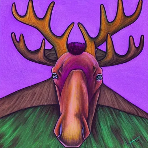 Prompt: “A majestic purple moose, artwork by Michaelangelo”