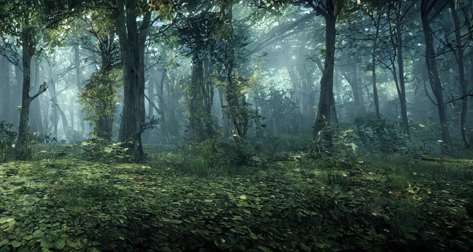 Image similar to Enchanted and magic forest, with CRYENGINE