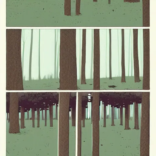 Prompt: highly detailed, boy in the woods by adrian tomine