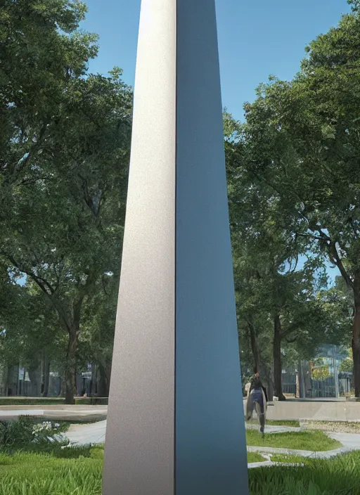 Prompt: highly detailed architecture render of a huge futuristic metallic stele sculpture standing in city park, archdaily, made in unreal engine 4