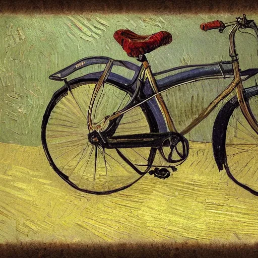 Image similar to a bicycle by vincent van gogh, digital art, trending on artstation