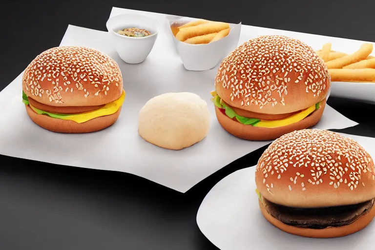 Image similar to mcdonalds salt between two sesame seed buns, commercial photograph