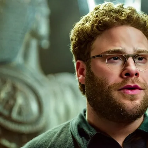 Prompt: stunning awe inspiring seth rogen with a highly detailed face as set the ancient egyptian god, movie still 8 k hdr atmospheric lighting