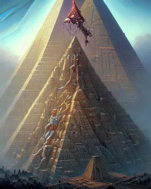 Image similar to a large pyramid made of pyramids and eyes fantasy character portrait, ultra realistic, wide angle, intricate details, blade runner artifacts, highly detailed by peter mohrbacher, boris vallejo, hajime sorayama aaron horkey, gaston bussiere, craig mullins