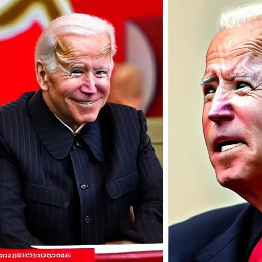 Prompt: joe biden having the same haircut as kim jong un