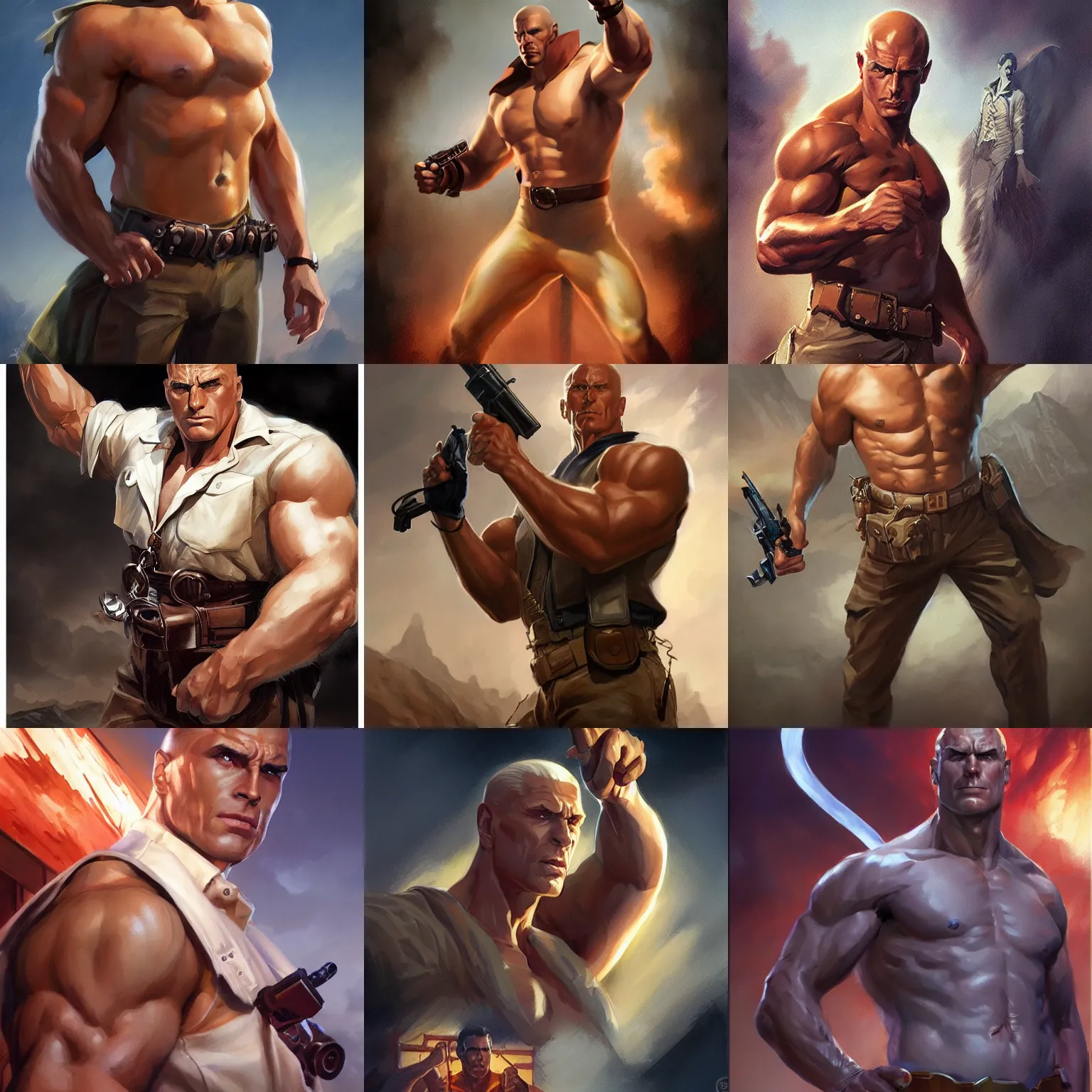 Prompt: doc savage, D&D, fantasy, heroic pose, portrait, highly detailed, digital painting, trending on artstation, concept art, sharp focus, illustration, art by artgerm and greg rutkowski and magali villeneuve