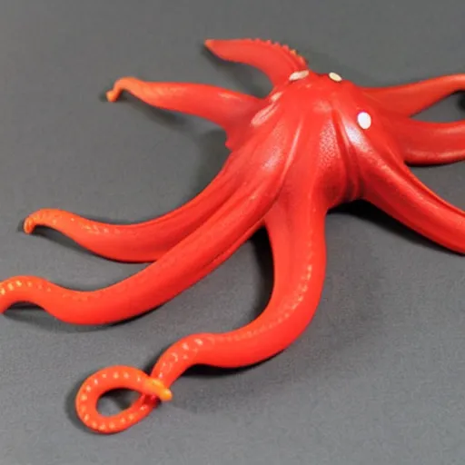 Prompt: vintage 1 9 6 0 s plastic toy of a octopus kaiju,