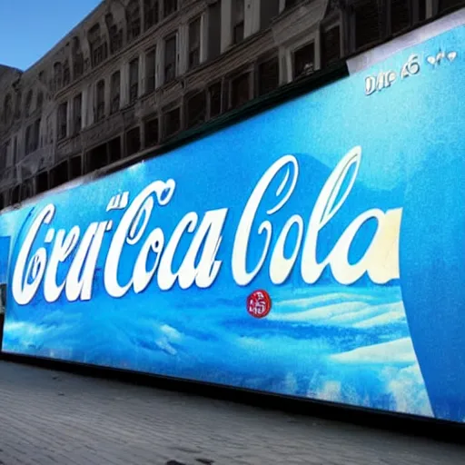 Image similar to blue coca cola ad in the city