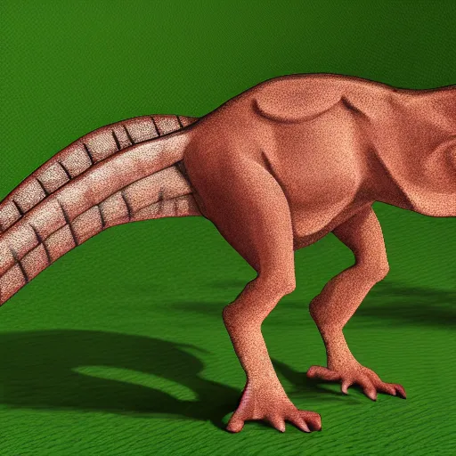 Image similar to trex with mouse teeth and mouse ears, fully body rendering