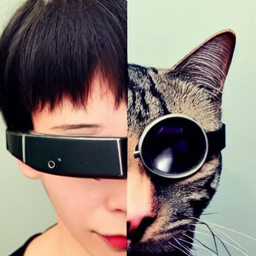 Image similar to cat person with steampunk goggles on forehead, style of hajime isayama