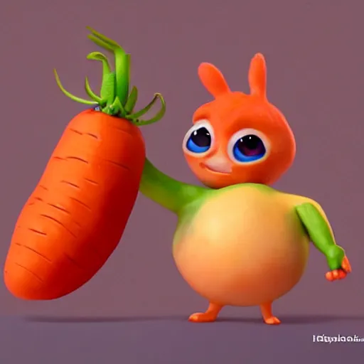Prompt: a carrot shaking hand with a tomato, digital art, pixar, disney, movie, artstation, 4 k, by pixar