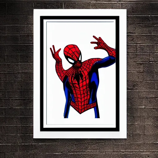 Image similar to spiderman silk screen banksy, 8 k, studio lighting