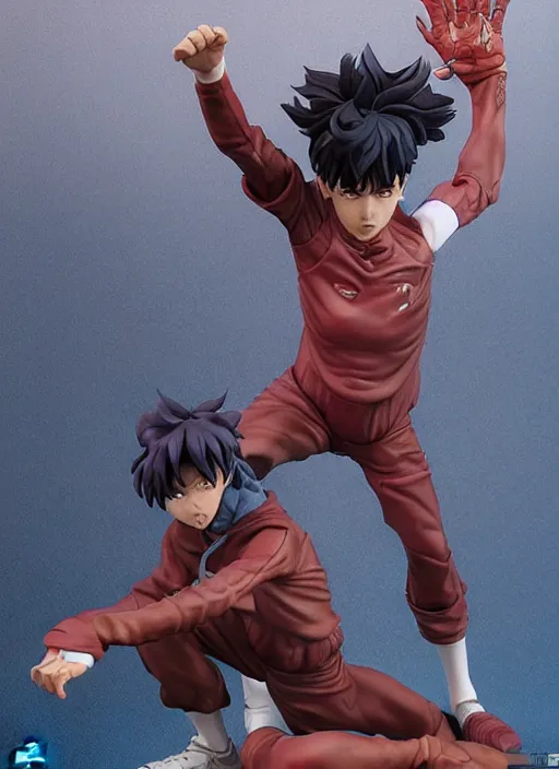 Image similar to captain tsubasa anime figurine, art by gerald brom, greg rutkowski and artgerm and james jean and zdzisław beksinski, unreal engine, studio lighting