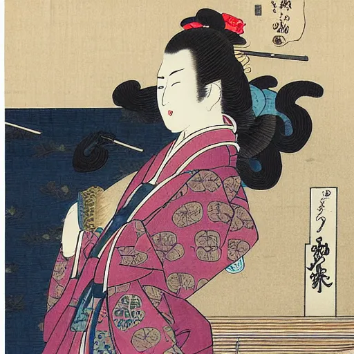 Prompt: elegant mistress in fancy clothes, 8k, ultra detailed, Ukiyo-e style by Katsushika Hokusai