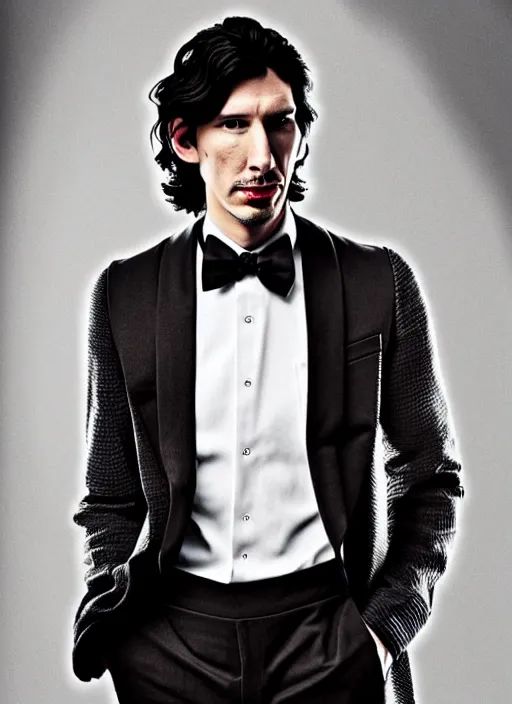 Image similar to adam driver star wars stylish dress fashion magazine photoshoot, professional photography, intricate clothing