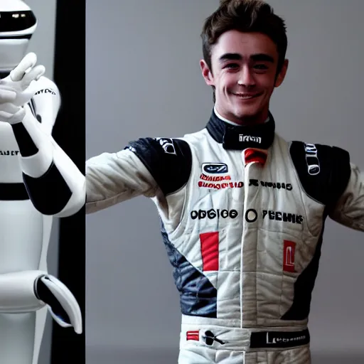 Prompt: f 1 driver charles leclerc, on display, posing like a statue, showing off his muscles, humanoid robot, who is a male android, shiny skin, made of ice, frozen ice statue, by the pool, a realistic detailed photo of a guy who is an attractive humanoid who is half robot and half humanoid, blank stare