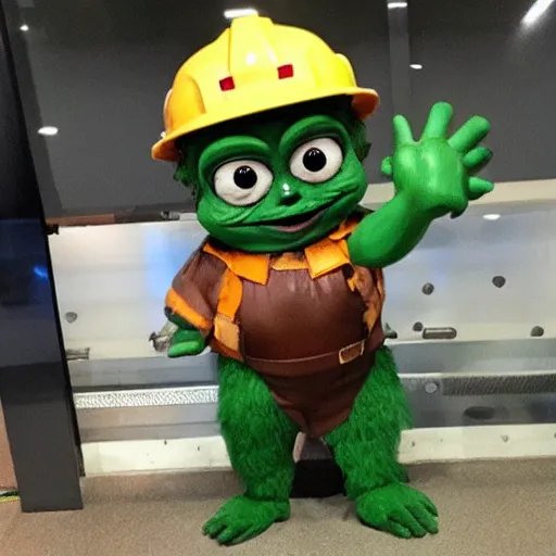 Image similar to pepe the miner as mascot