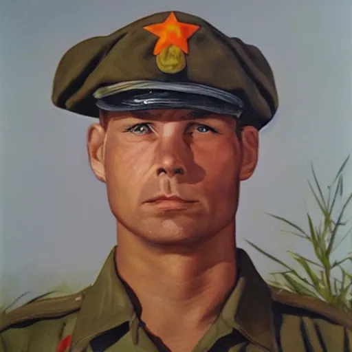 Prompt: chris hansen soldier portrait, vietnam war photo, detailed face