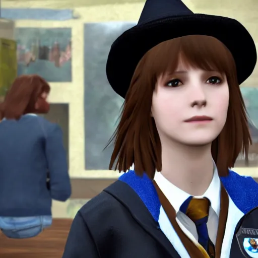 Prompt: Max Caulfield dressed as a Ravenclaw witch