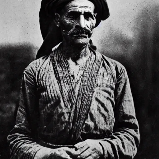 Image similar to A photo portrait of a Greek in the region of Pontos during 1910, photo, high detail