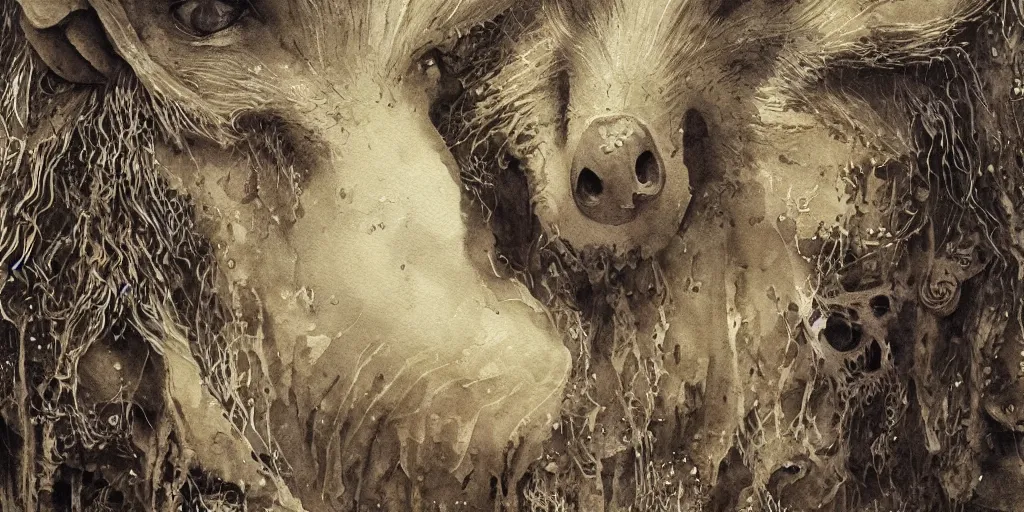 Image similar to skulk banqueting peccary of salve Chaldean serenity BEAUTY, cinematic, creative, fromme Seele, artistic, pioneering oblique frail watercolor aesthetic, intricate drawing, realistic fantasy, extremely detailed and beautiful aesthetic face, establishing shot, 8k resolution