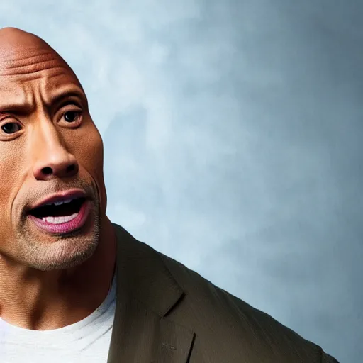 Prompt: Dwayne Johnson as an old lady frightened by a spider