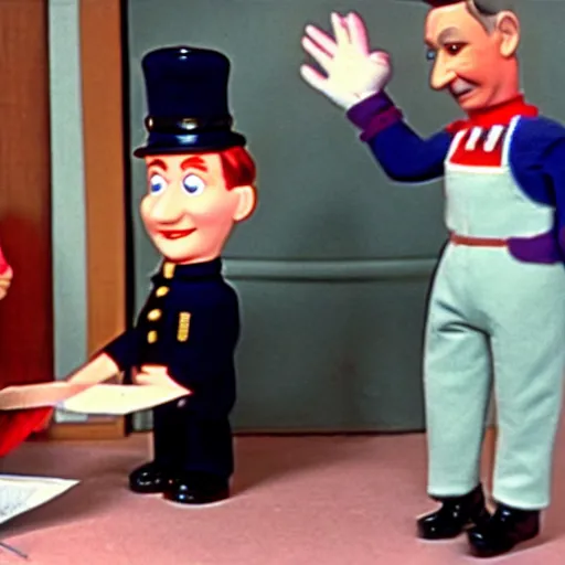 Prompt: herman goering as a puppet in postman pat, bbc