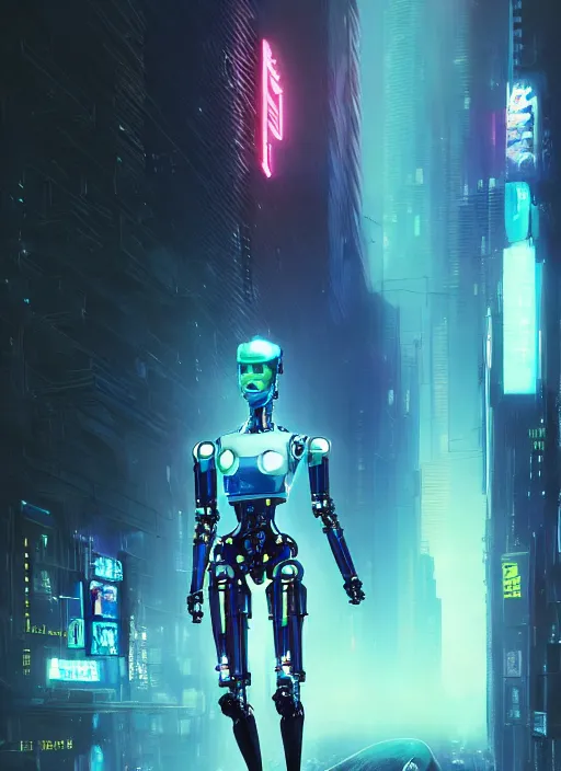 Image similar to cyberpunk,sci-fi, fantasy,Kodak Portra 400, 8K, soft light, volumetric lighting, highly detailed photo of a beautiful cyborg robot woman in a street of new york + face,night, fog, cyan lighting, intricate, elegant, highly detailed, digital painting, artstation, concept art, smooth, sharp focus, illustration,art by artgerm and greg rutkowski and alphonse mucha , sigma art 85mm F1.8