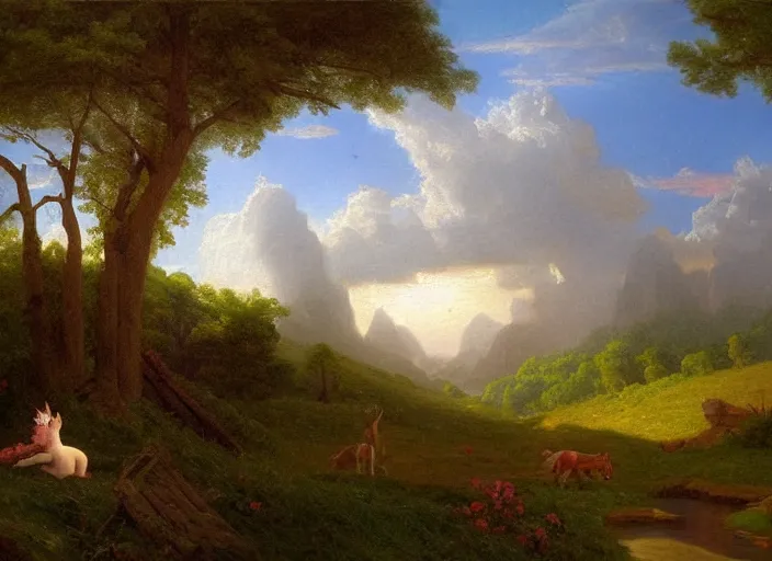 Image similar to american realist romanticism landscape painting of my little pony in the style of hudson river school and thomas cole and albert bierstadt and robert duncanson