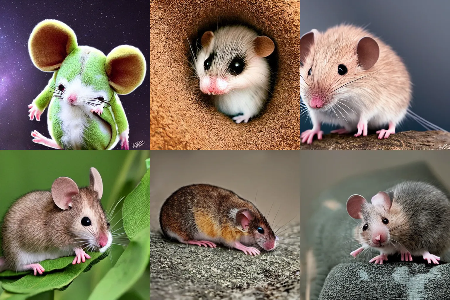 Prompt: cute scifi animal called 'snuggle mouse', nature photography, adorable