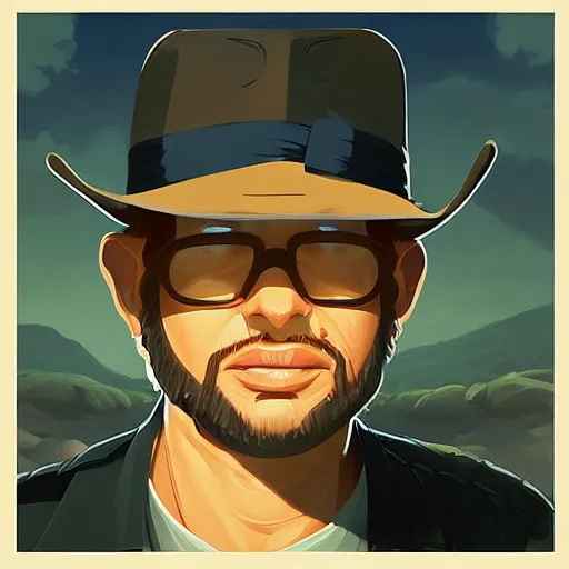 Image similar to face icon stylized minimalist raiders of the lost ark 1 9 8 1, loftis, cory behance hd by jesper ejsing, by rhads, makoto shinkai and lois van baarle, ilya kuvshinov, rossdraws global illumination