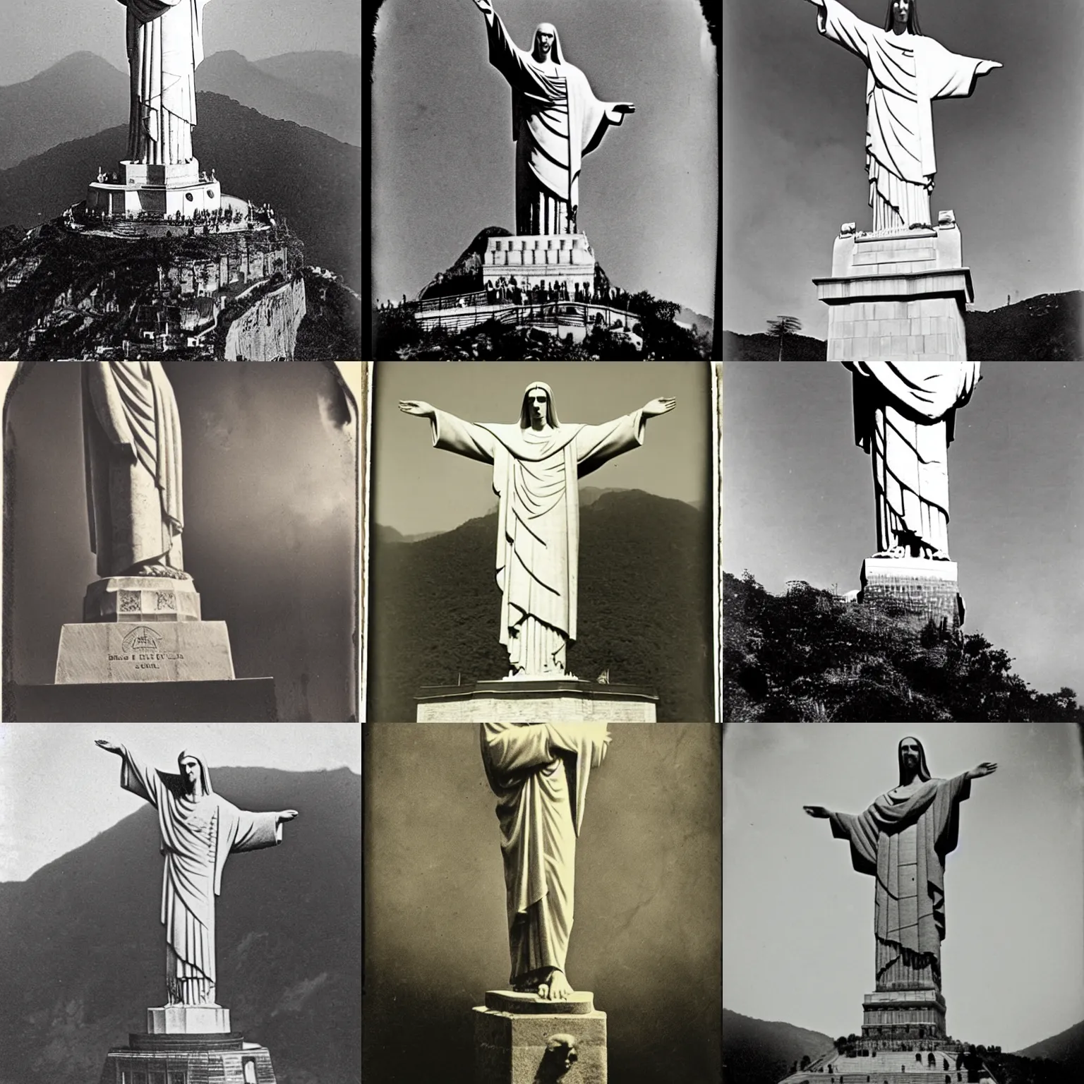 Image similar to Christ the Redeemer statue, 1860s photograph