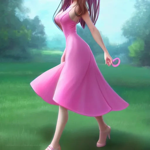 Prompt: pink dress aerith aeris by logan cure, BangkuART, sakimichan, yan gisuka, zeronis, dan eder, nick silva, Ja Mong, 4k, artstation